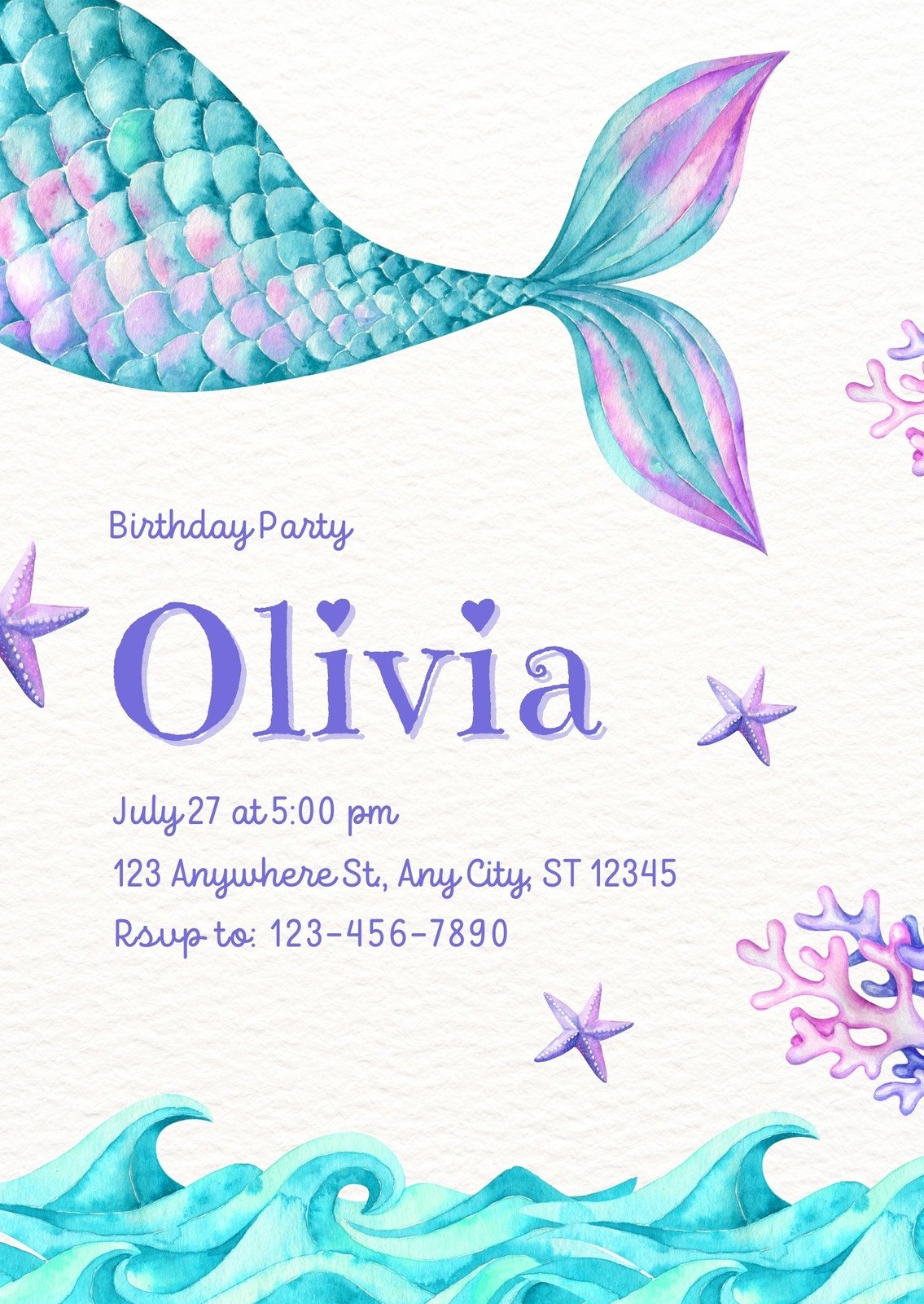 Free Printable Mermaid Birthday Invitations