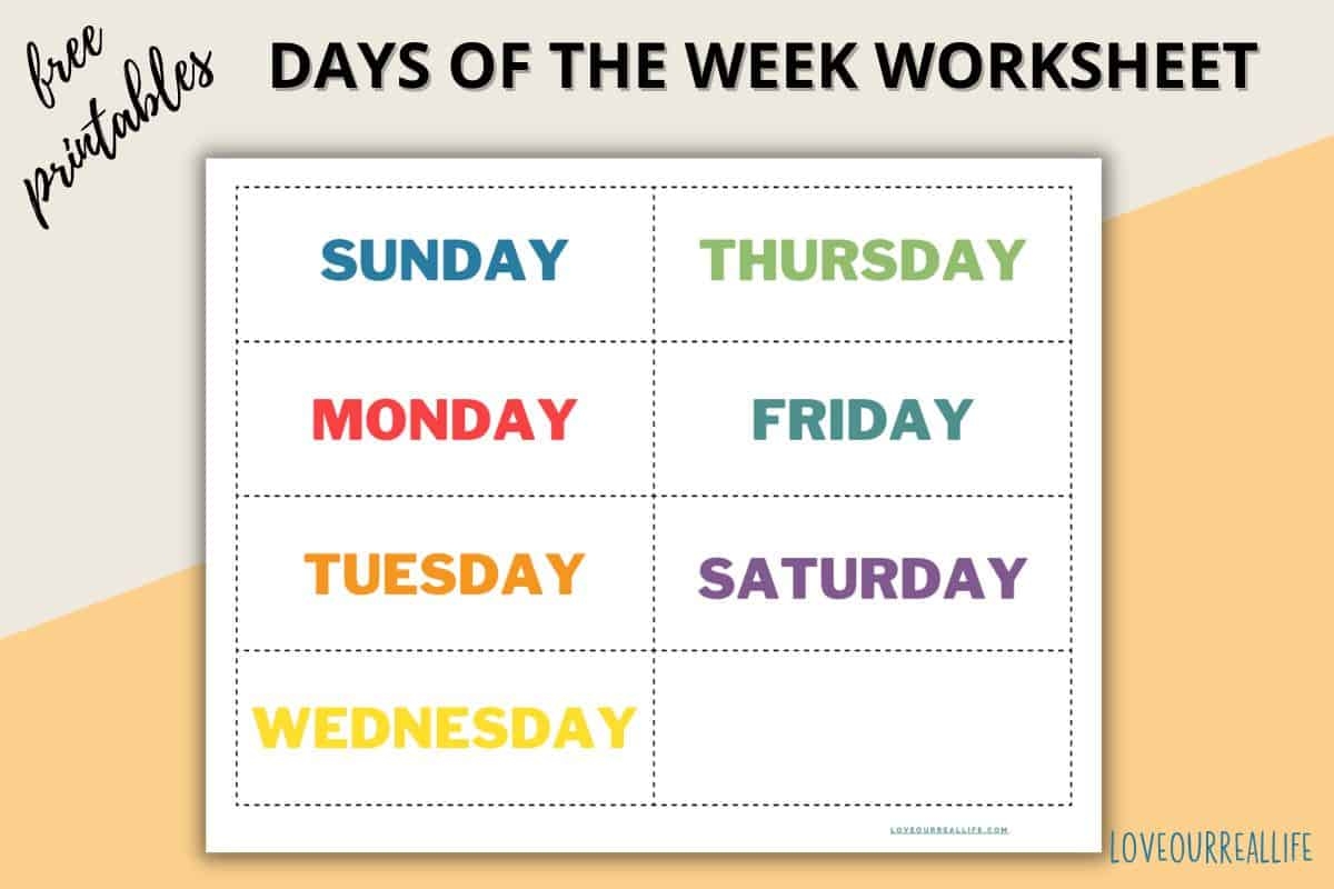 Days Of The Week Printables Free