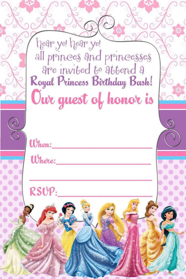 FREE Printable Disney Princess Ticket Invitation Template Worksheets Library