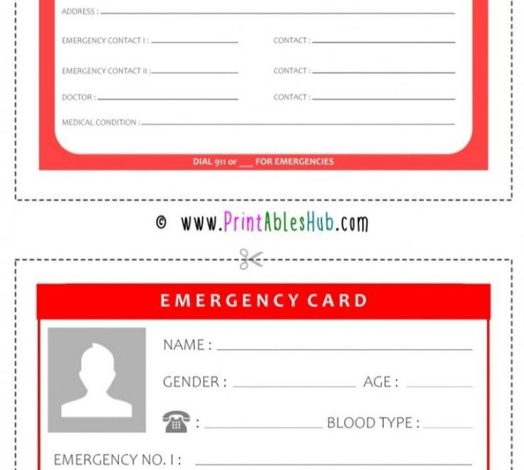 Free Printable Emergency Card Templates PDF Included