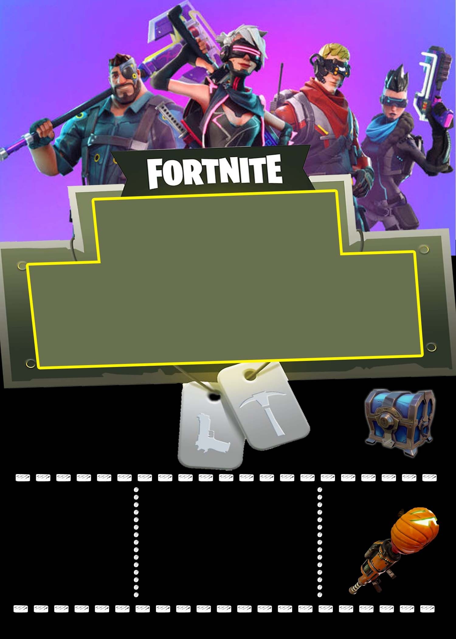 FREE Printable Epic Fortnite Birthday Party Invitation Templates