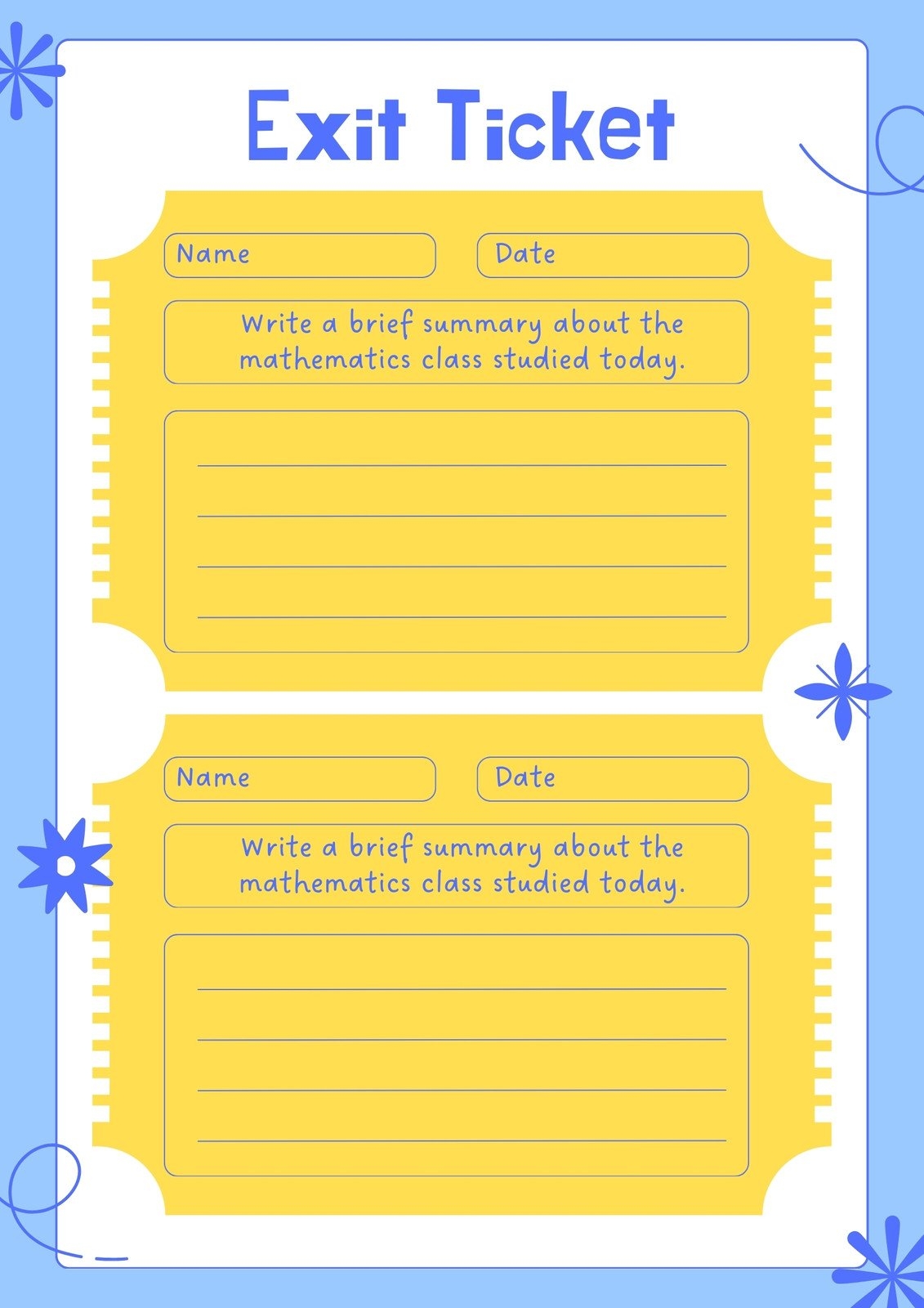 Free Printable Exit Ticket Templates You Can Customize Canva