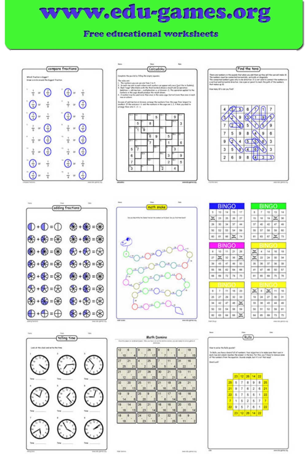 Free Printable Math Games And Worksheets Generators 