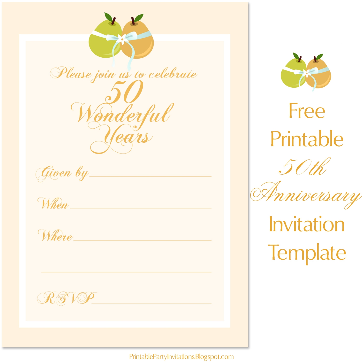 Free Printable Party Invitations Free 50th Wedding Anniversary Invitation Template