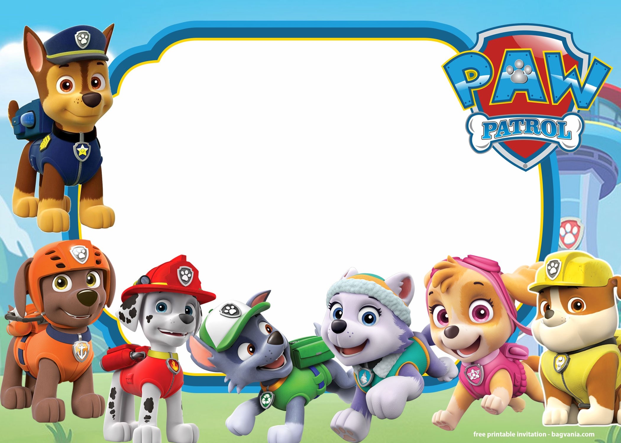 FREE Printable Paw Patrol Invitation Templates Lookout Version Worksheets Library