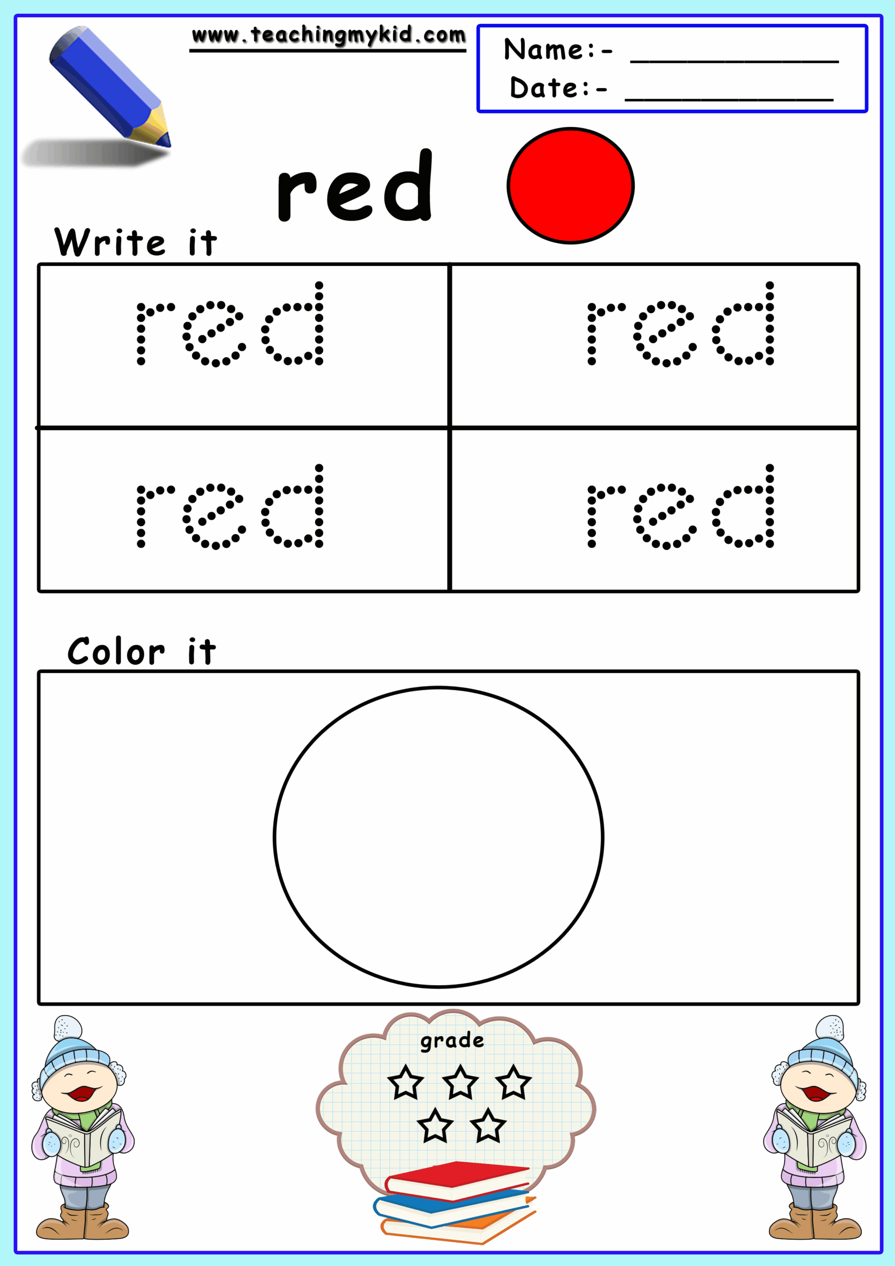Free Printable Preschool Color Worksheets