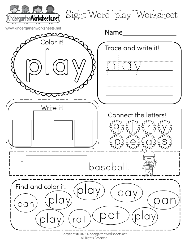 Kindergarten Sight Words Worksheets Free Printables