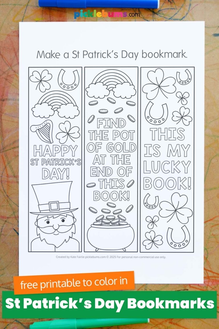 Free Printable St Patrick s Day Bookmarks To Colour Picklebums