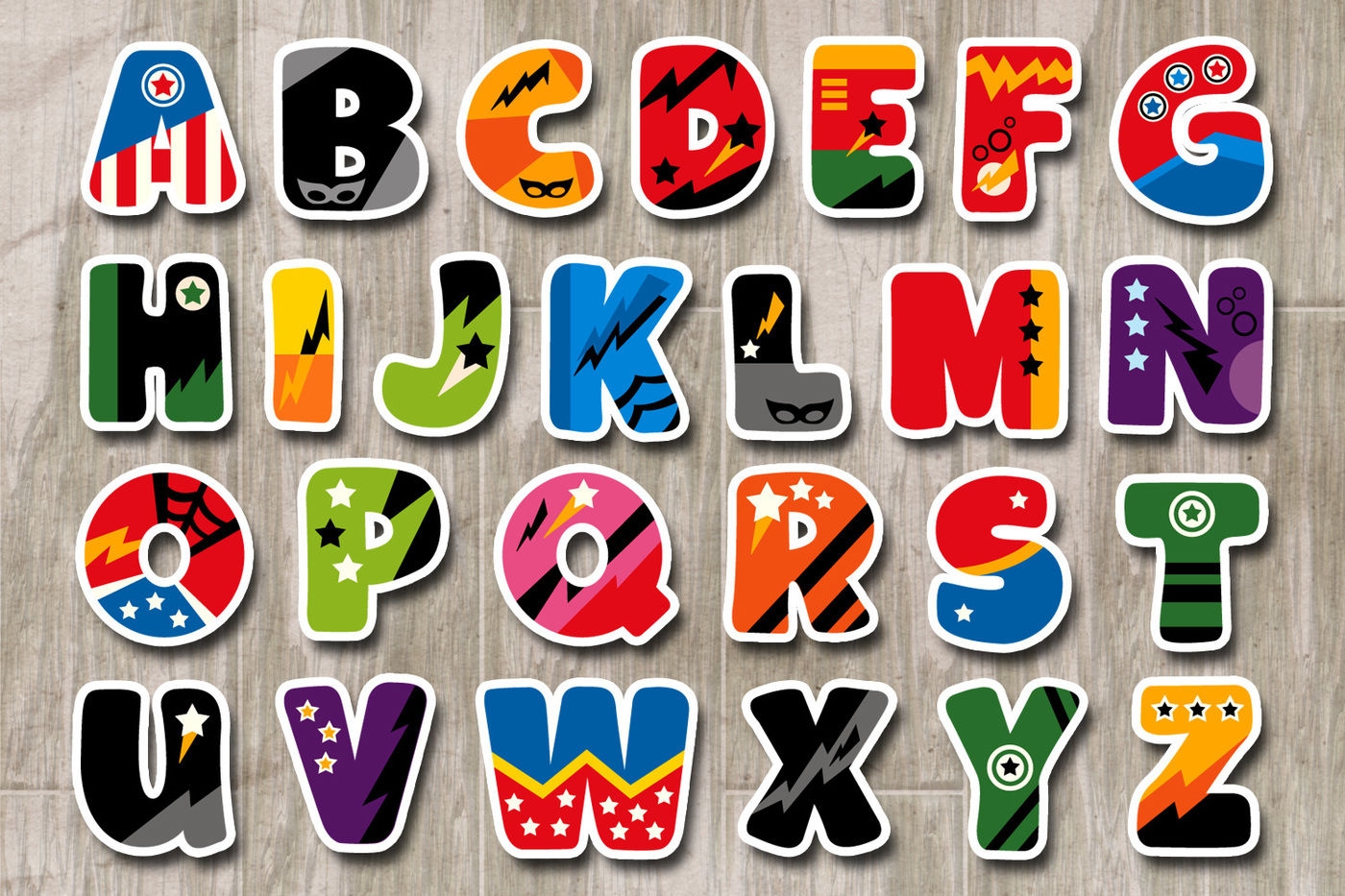 Free Printable Superhero Alphabet Letters