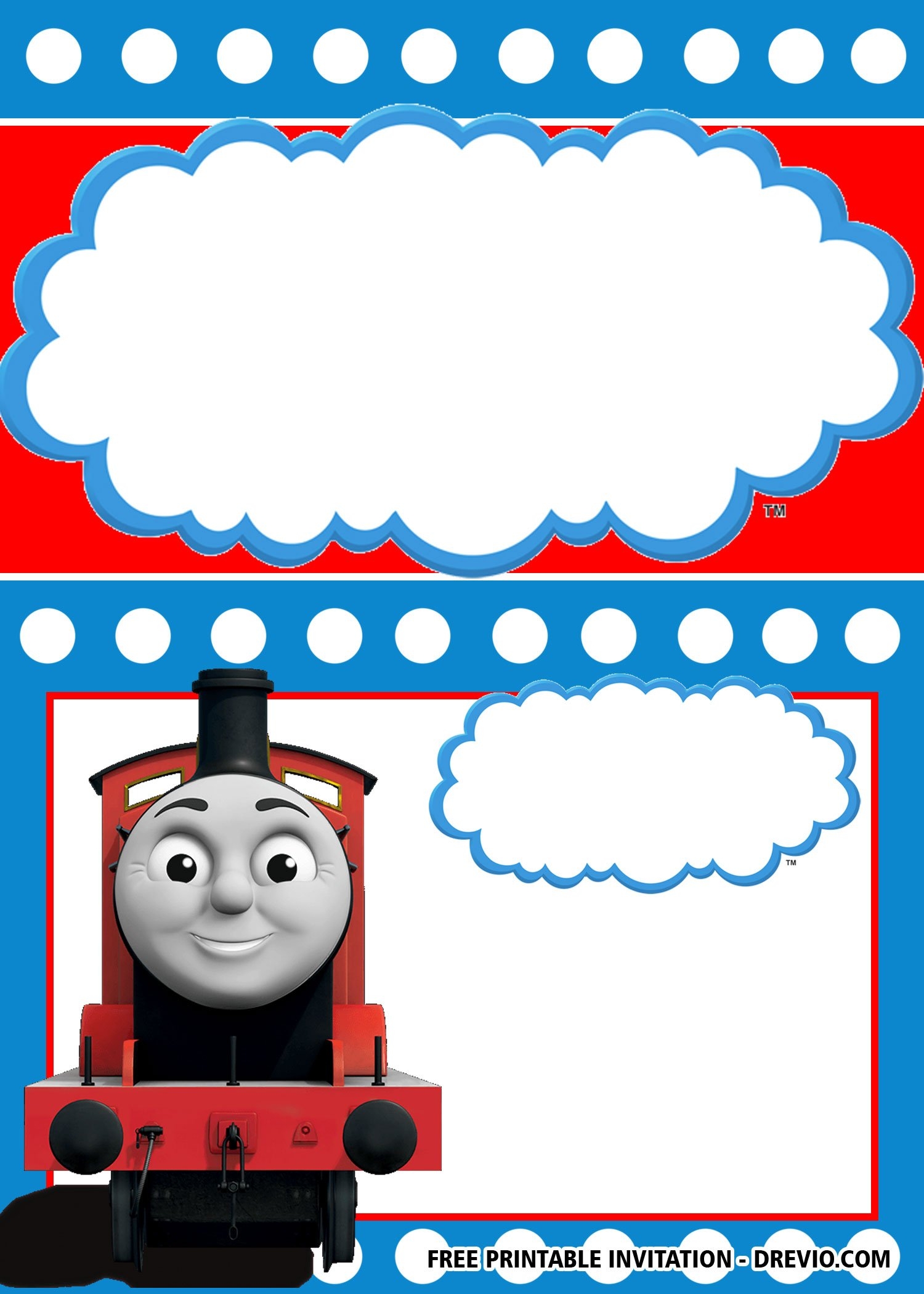 FREE Printable Thomas The Train Invitation Templates