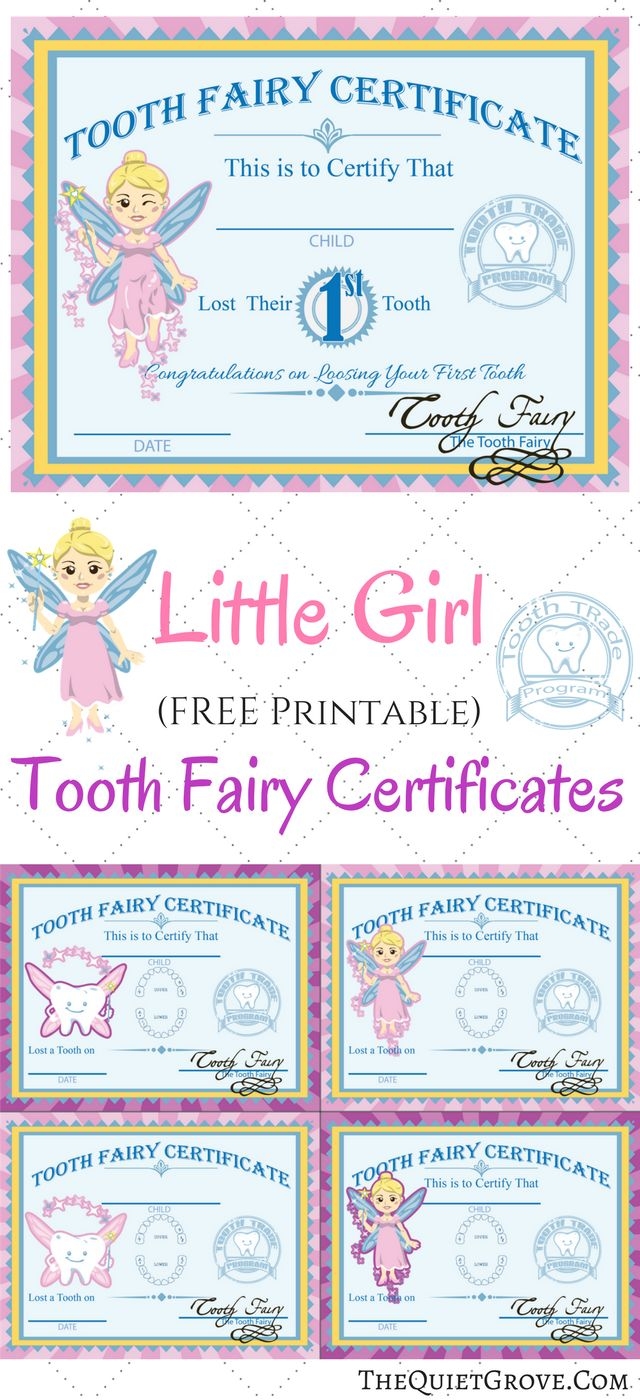 Free Printable Tooth Fairy Certificates