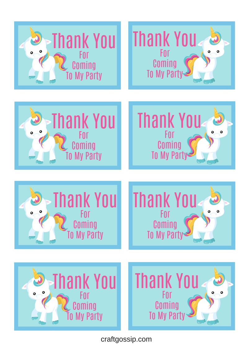 Free Printable Unicorn Party Gift Tag Craft Gossip