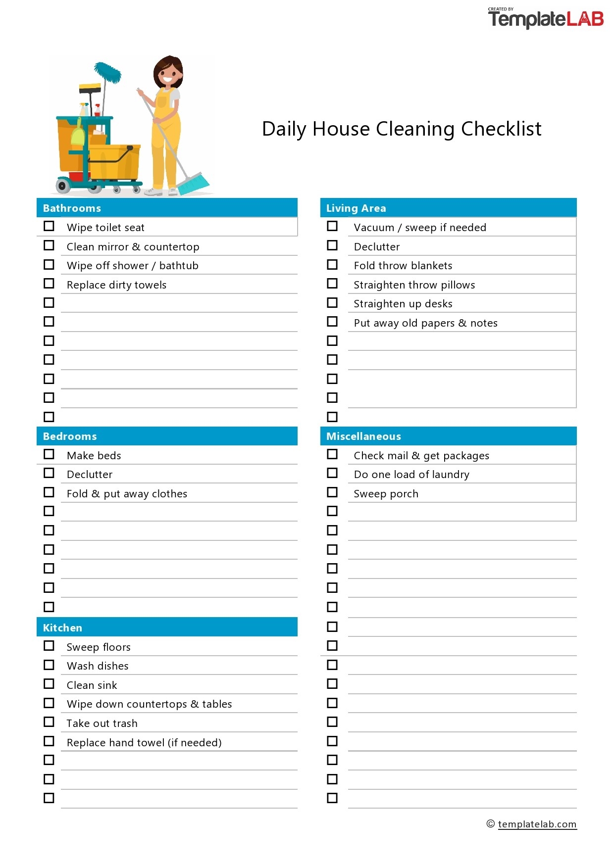 Customizable Printable Cleaning Schedule Template