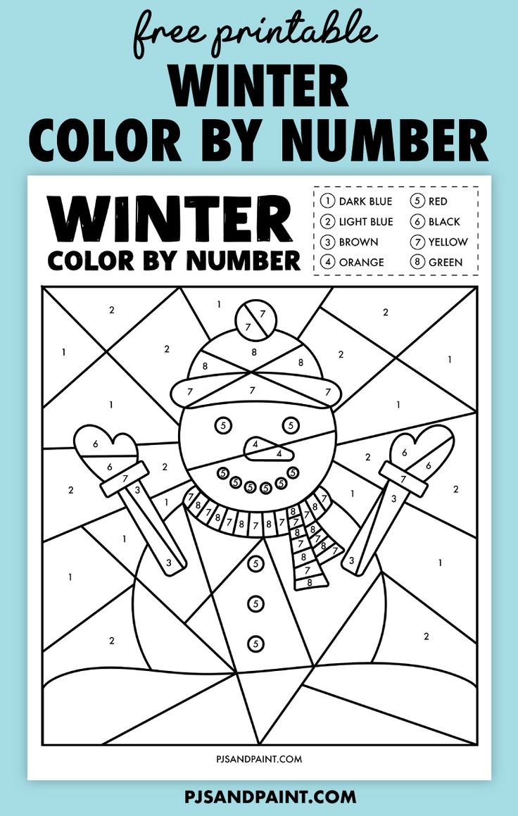 Free Printable Winter Color By Number Worksheet