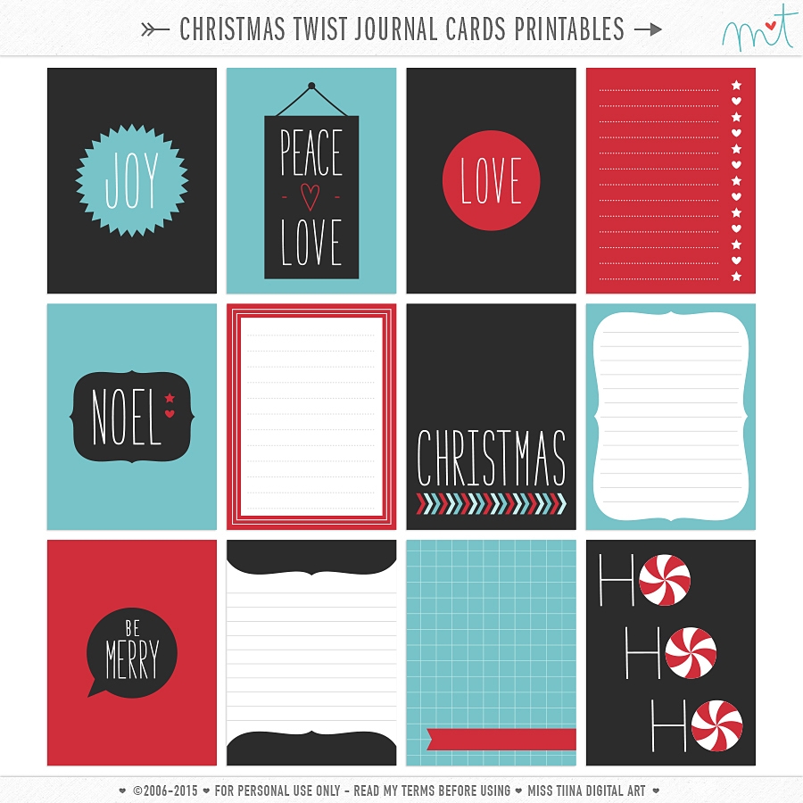 FREE Printables Christmas Twist Journal Cards Miss Tiina Tina Raparanta
