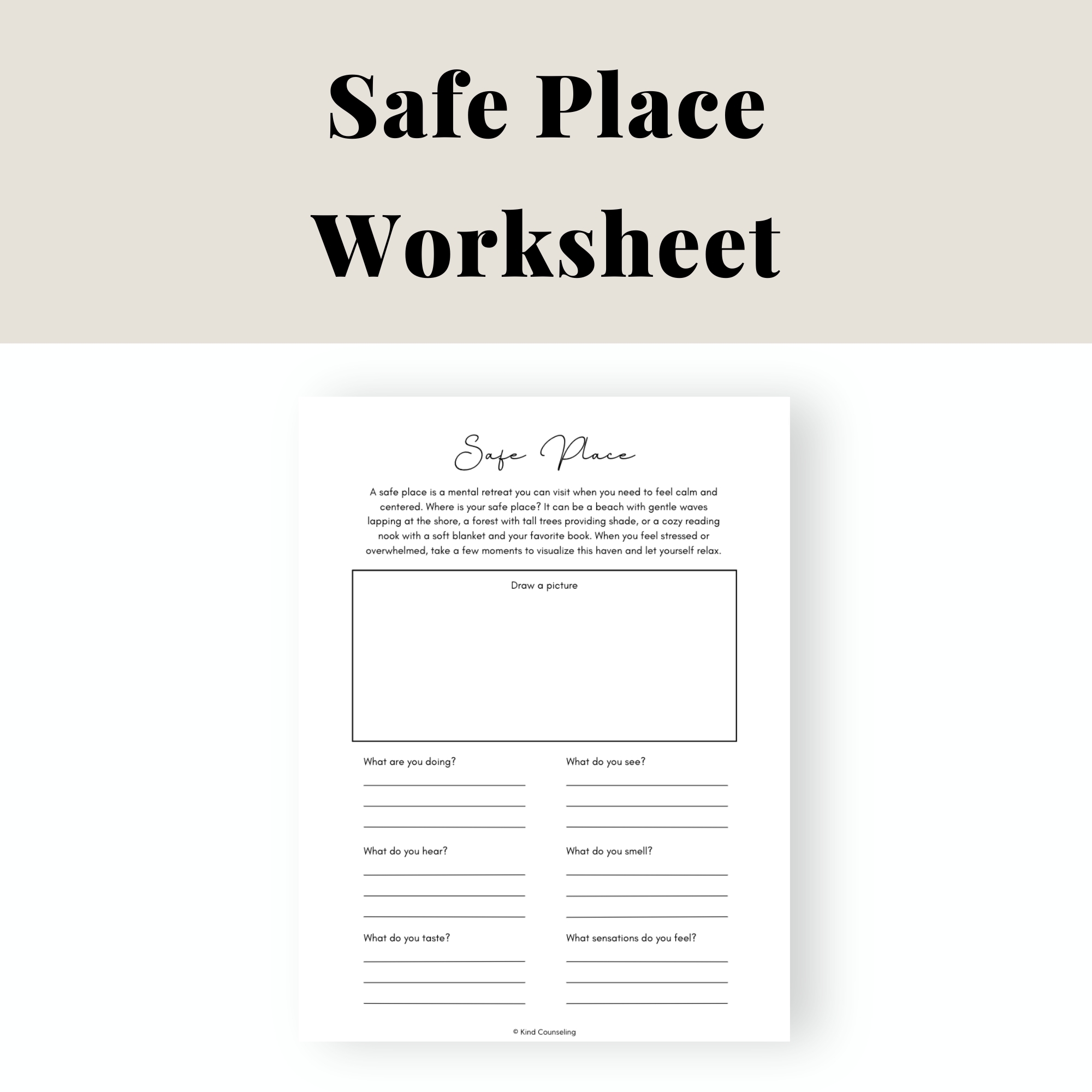 Free Safe Place Worksheet For Teens School Counseling Coping Skill For Kids Made By Teachers