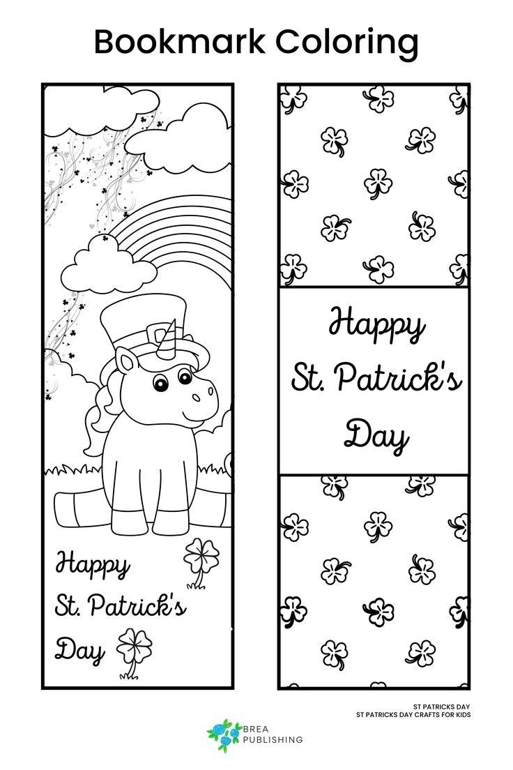 Free Printable Coloring St Pattys Day Bookmarks