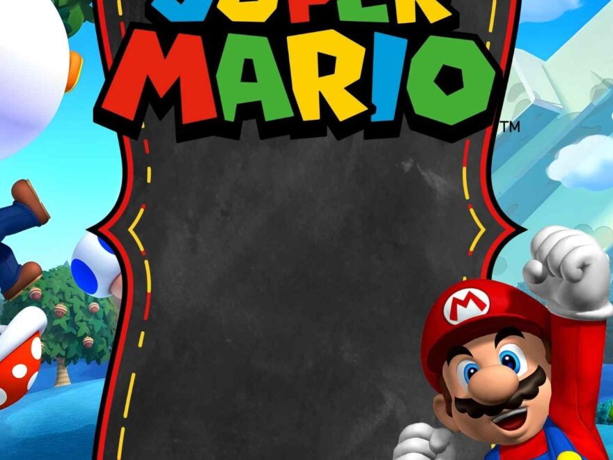 FREE Super Mario Bros Birthday Invitation Templates
