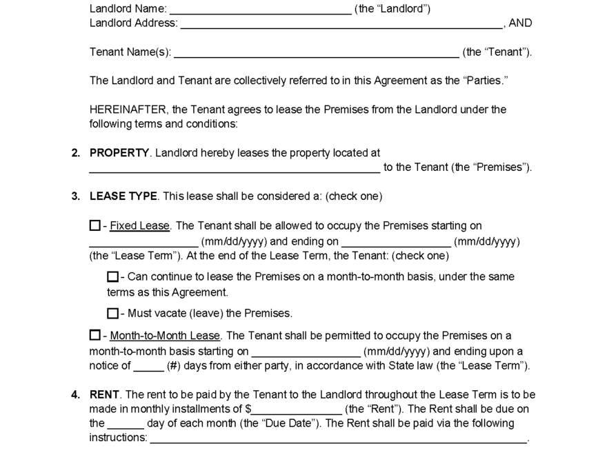 Free Tennessee Rental Lease Agreement Templates 6 PDF Word
