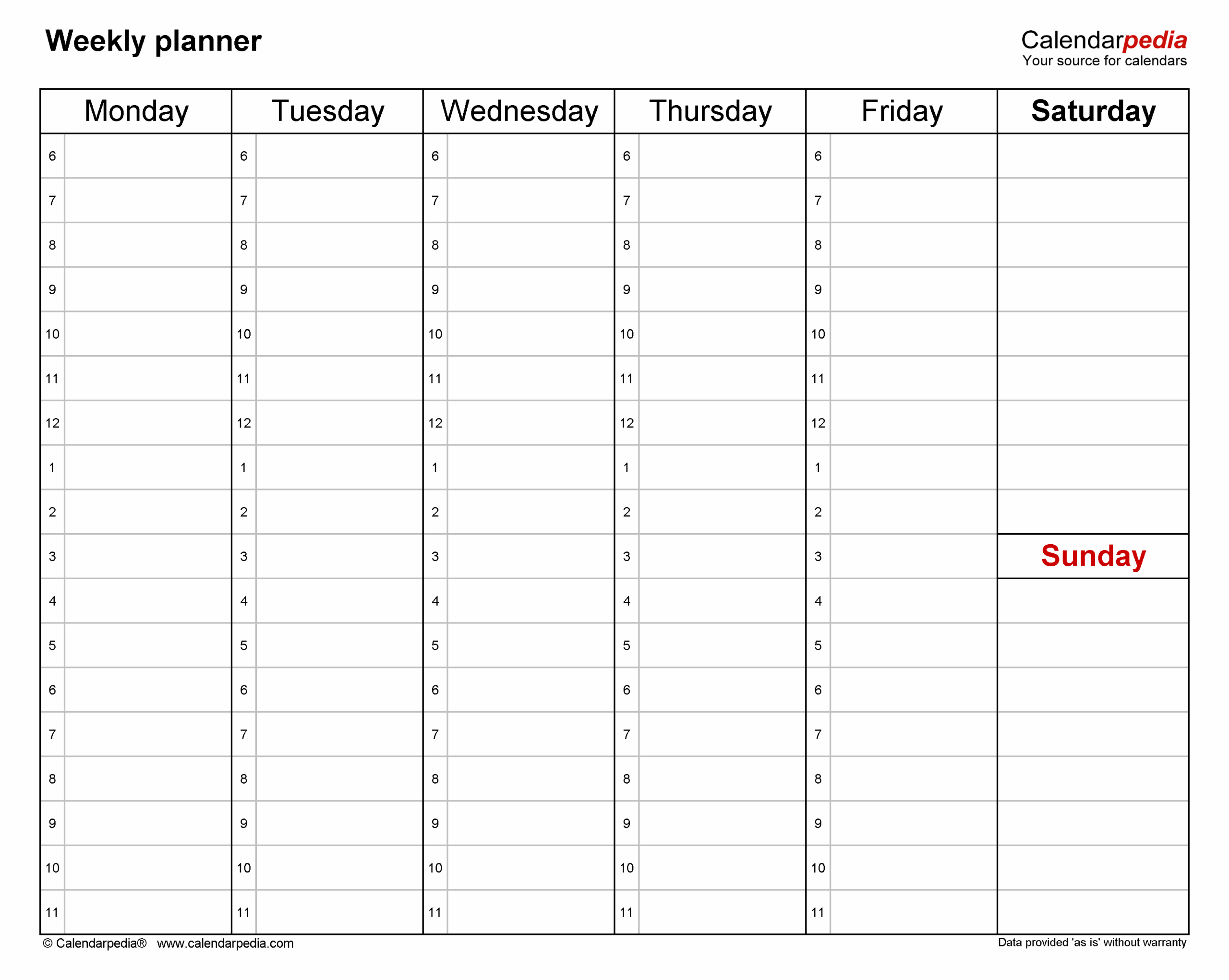 Free Printable Digital Planner Weekly Horizontal