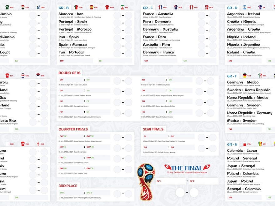 Freebie FIFA World Cup Russia 2018 Wall Chart Behance Worksheets Library