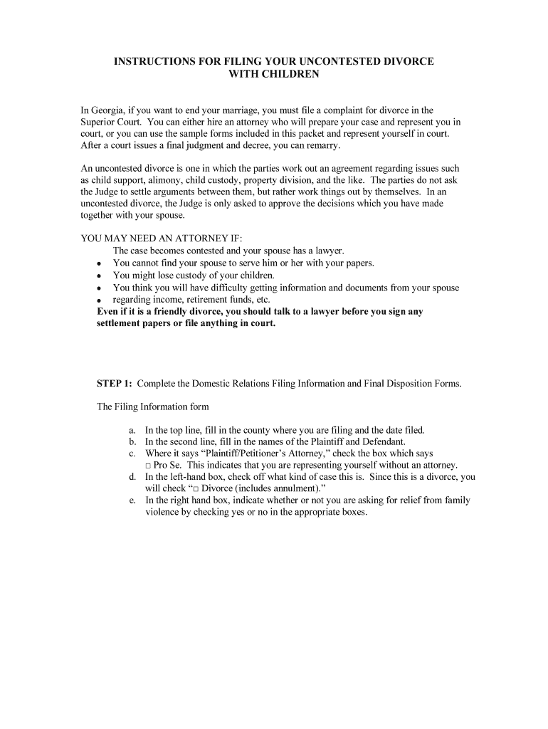 Ga Divorce Papers Online Free Fill Out Sign Online DocHub