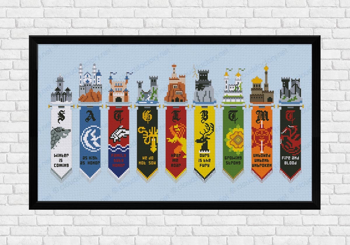 Game Of Thrones Houses Banners Digital Cross Stitch Pattern