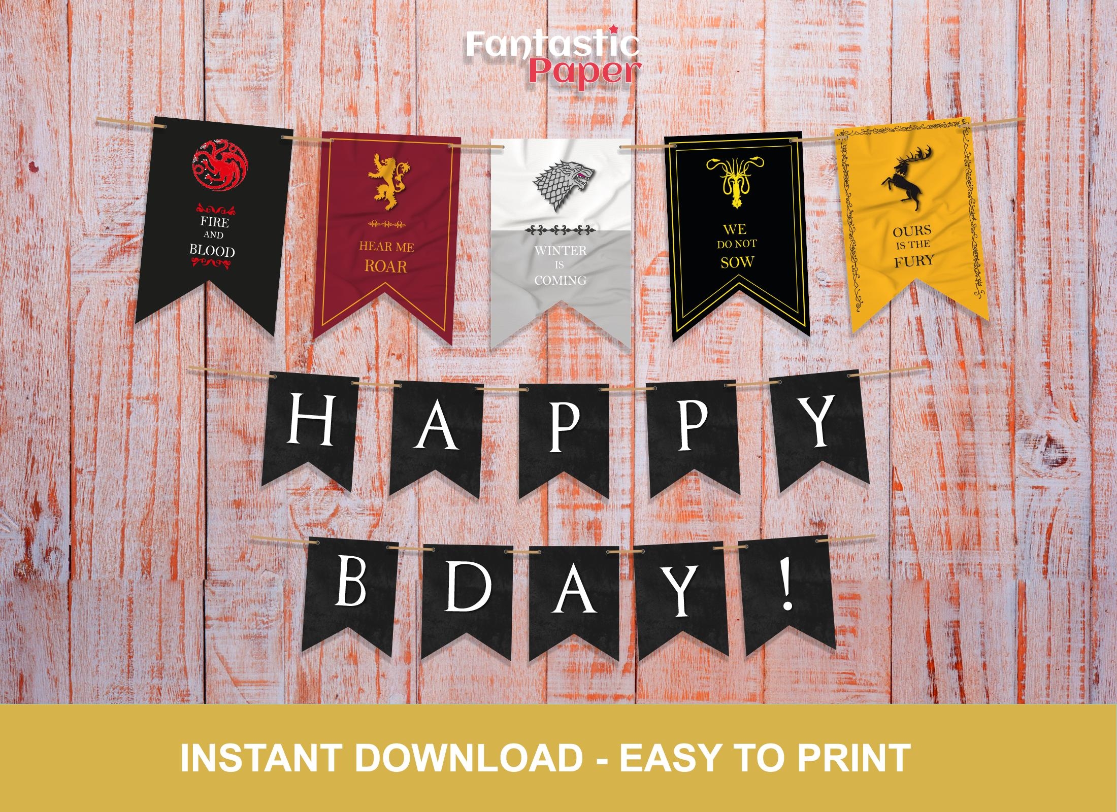 Game Of Thrones Party Printable Banners House And Name Banners Perfect For Graduation Birthday Celebrations Etsy