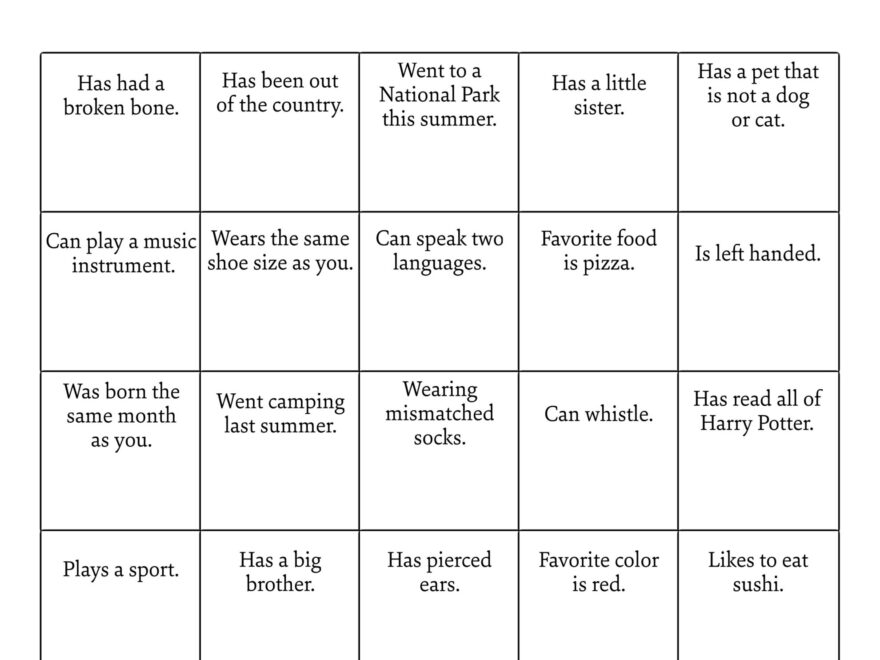 Get To Know You Bingo Printable Paper Trail Design