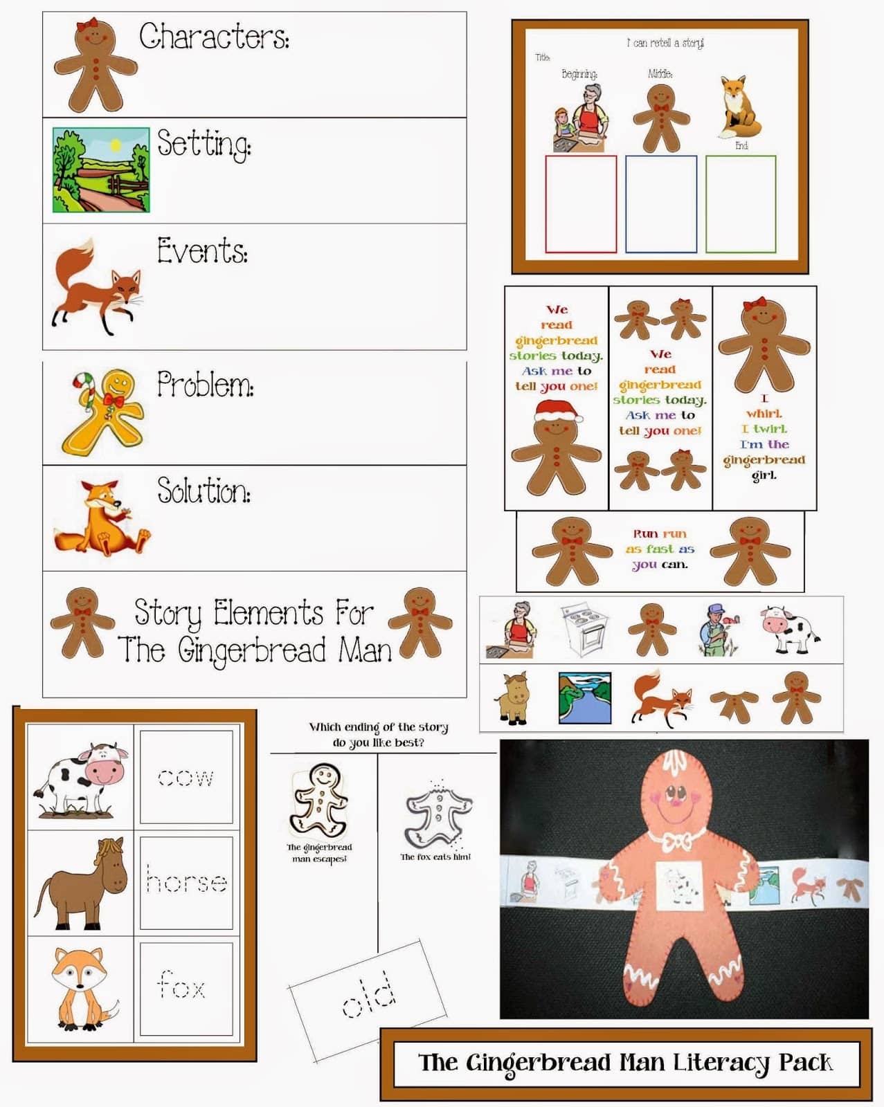 Gingerbread Man Literacy Packet Classroom Freebies