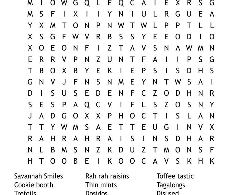 Girl Scout Cookies Word Search WordMint