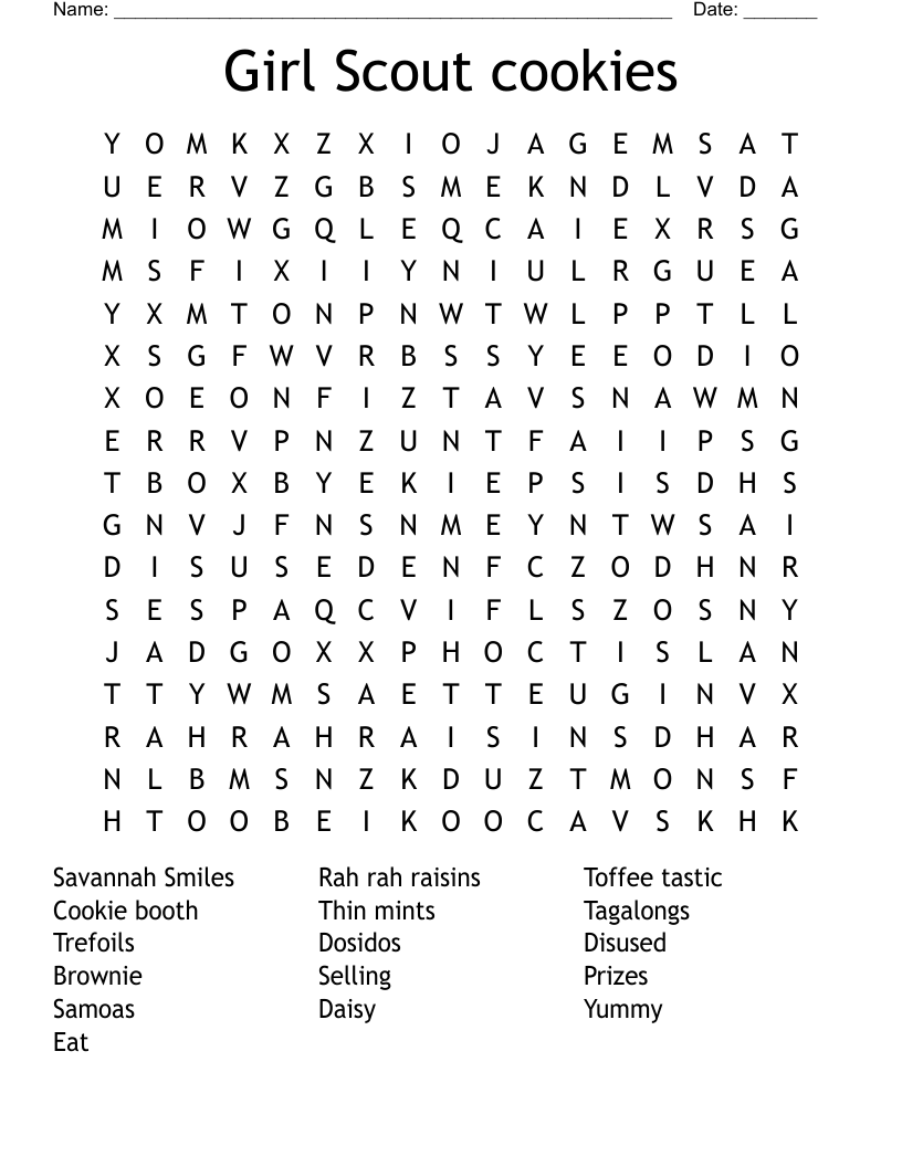 Girl Scout Cookies Word Search WordMint