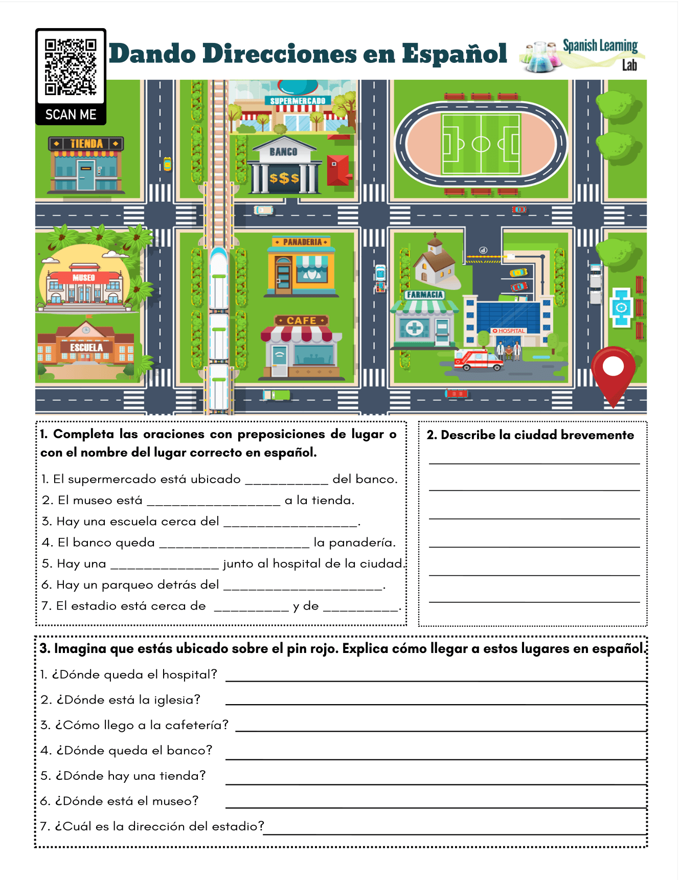 Giving Directions In Spanish PDF Worksheet Spanish Learning Lab