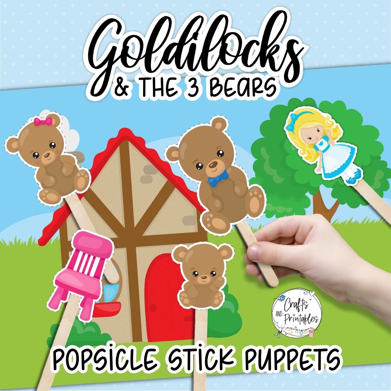 Goldilocks And The Three Bears Popsicle Stick Puppets Printable Crafts And Printables Shop