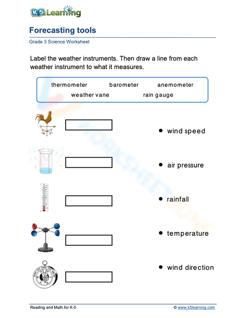 Grade 3 Match The Tools With The Correct Names Worksheet Worksheets Library