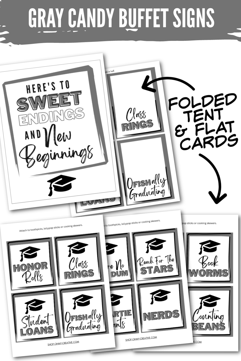 Gray Graduation Candy Buffet Signs OhMy Creative Shop