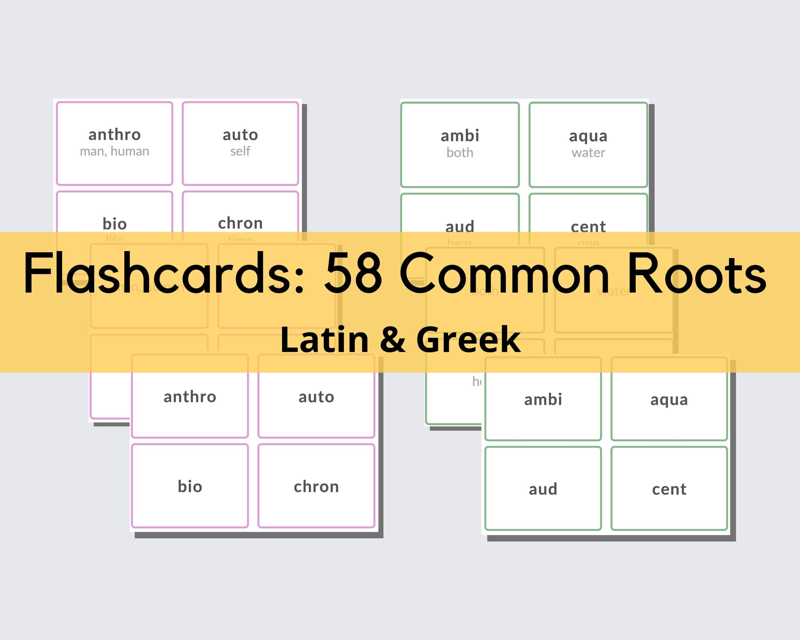 GREEK LATIN Common Roots Flashcards Educational Printables Homeschool Classroom Review Printable Etsy