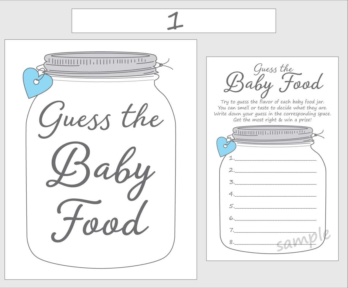 Guess The Baby Food Printable Baby Shower Game Blue Boy Mason Jar Etsy UK