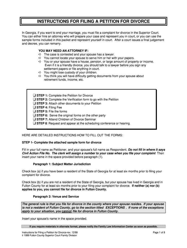 Gwinnett County Divorce Packet Fill Online Printable Fillable Blank PdfFiller