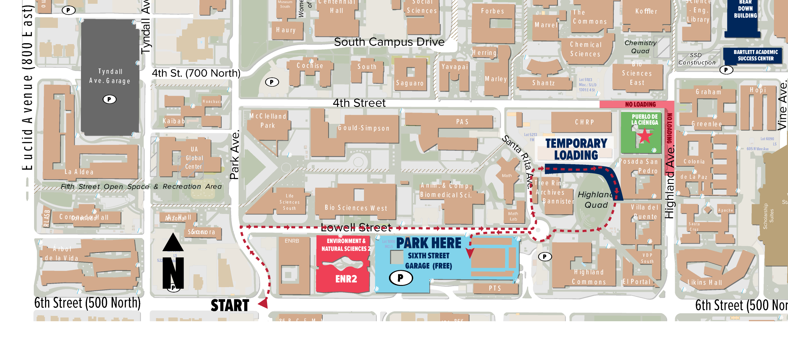 University Of Arizona Campus Map Printable