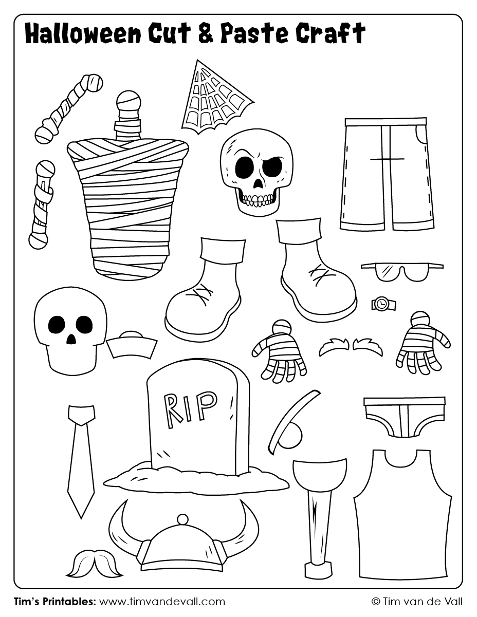Halloween cut and paste craft 02 Tim s Printables
