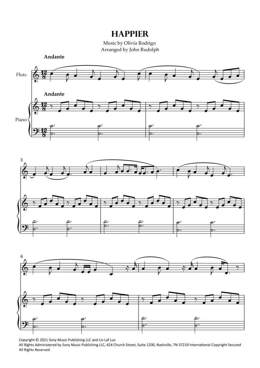 Happier By Olivia Rodrigo Flute Solo Digital Sheet Music Sheet Music Plus