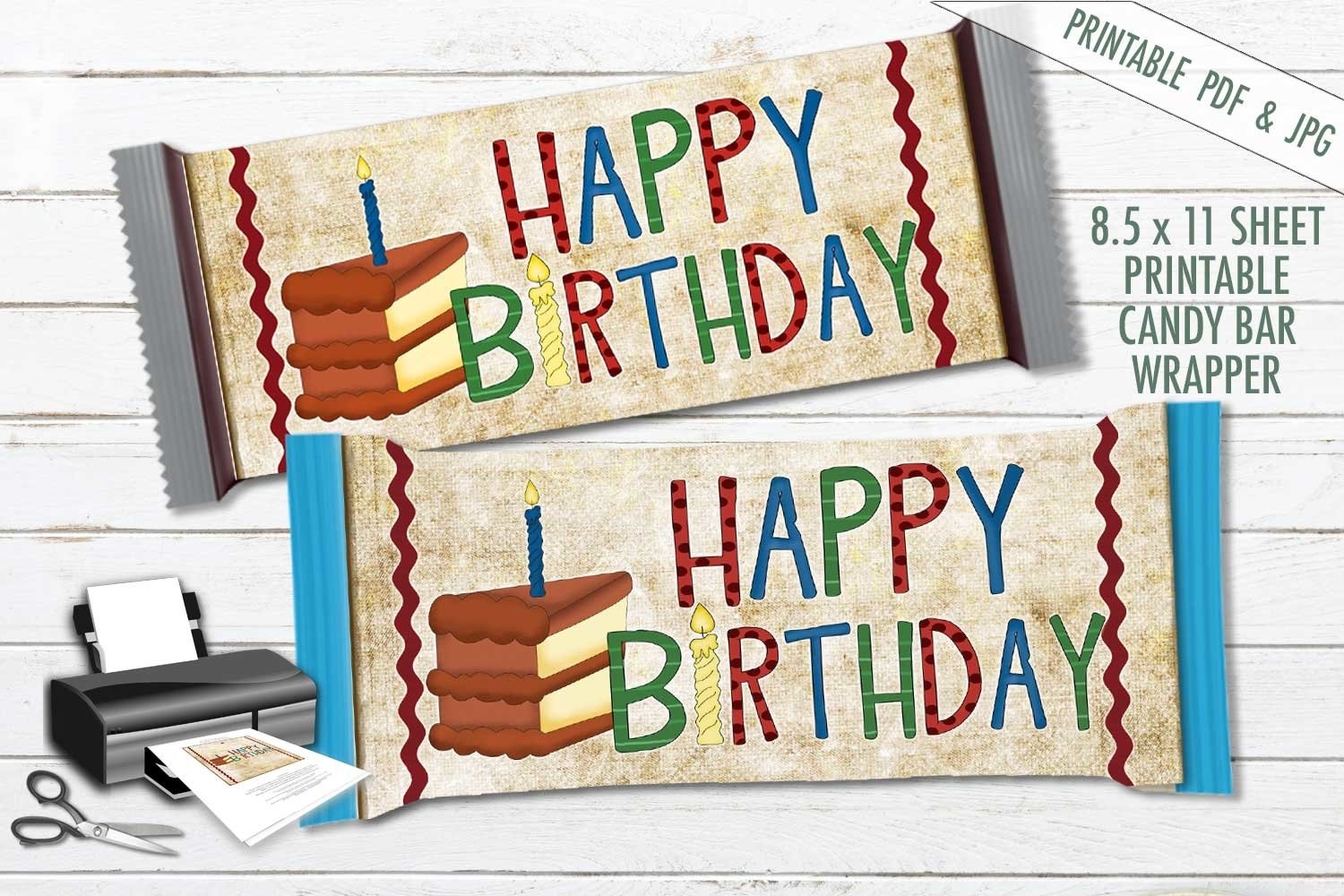 Happy Birthday Candy Bar Wrapper Hershey Wrapper PDF JPG