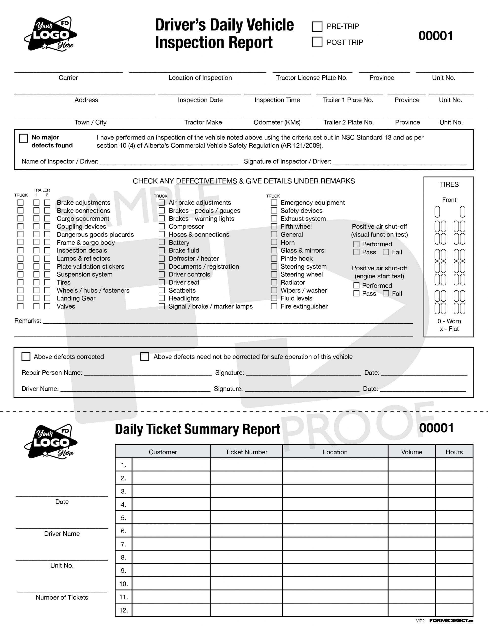 Printable Daily Vehicle Inspection Report