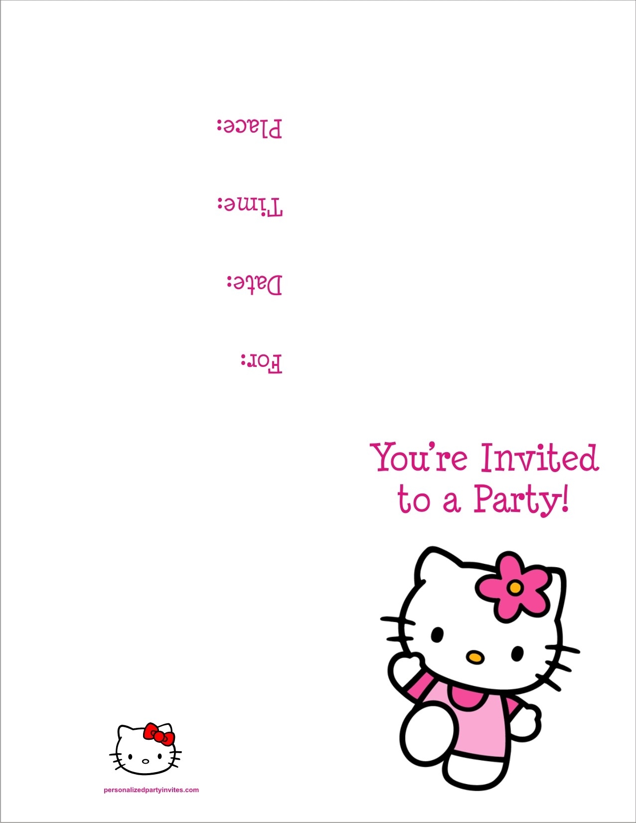 Hello Kitty FREE Printable Birthday Party Invitation Personalized Party Invites