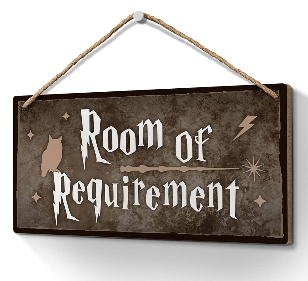 Heuhuww Room Of Requirement Sign 6x12 Inch Room Decor Bathroom Decor Wizardry Door Wall Hanging Wood Plaque Magic Gift Amazon ca Home