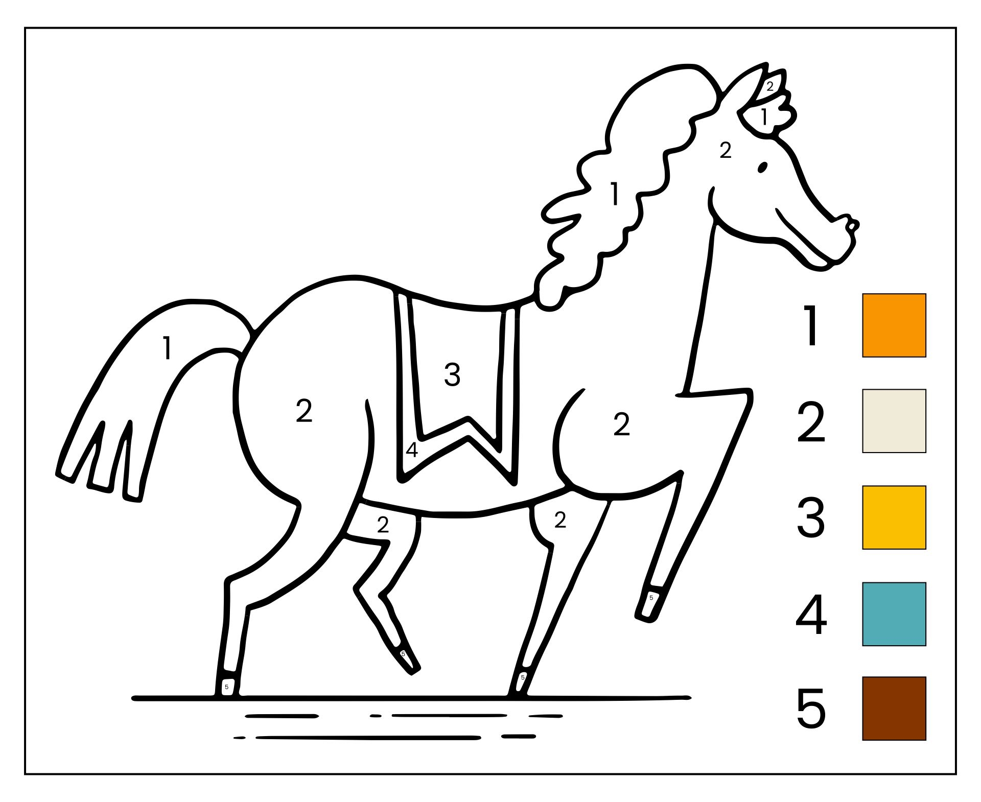 Printable Color By Number Horses