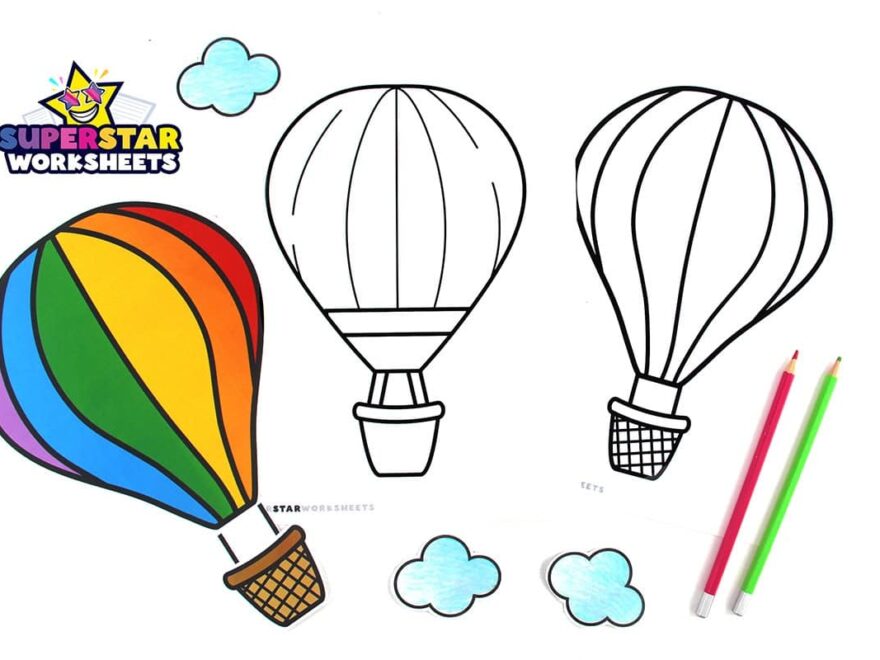 Hot Air Balloon Template Free Printables Superstar Worksheets