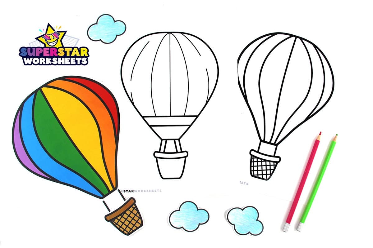 Hot Air Balloon Template Free Printables Superstar Worksheets