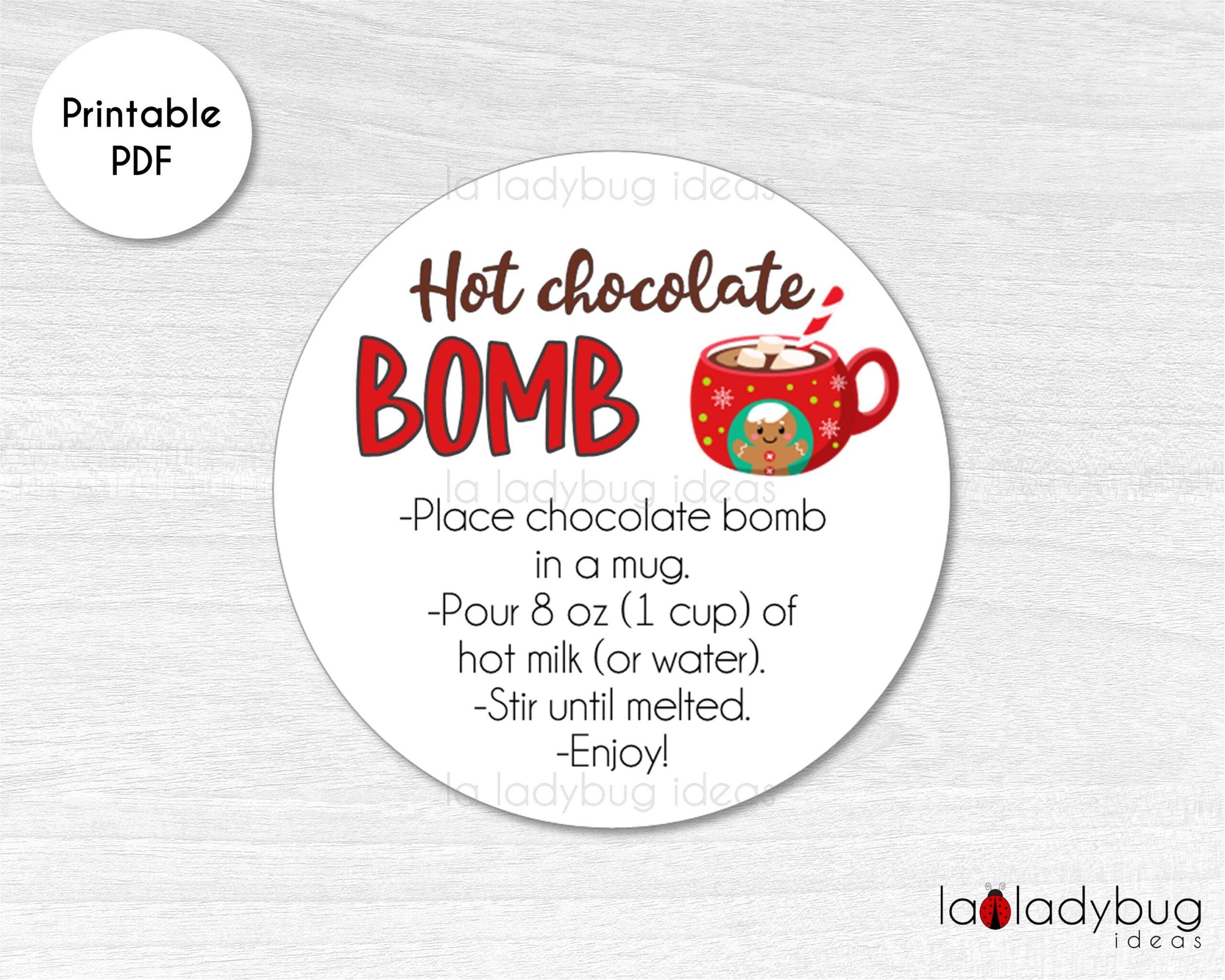 Hot Chocolate Bomb Tag Hot Cocoa Bomb Instructions Card Printable Tags For Hot Chocolate Bombs Instant Download Round Label For Cocoa Etsy Ireland